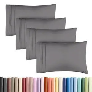 Standard Pillow Cases Set of 4 - Ultra Soft Hotel Quality Pillowcase Covers - Comfy Bedding for Women, Men, Kids & Teens - Machine Washable Pillow Protectors - 4 Piece Set - Standard Size Dark Grey Standard Pillow Cases Set of 4 - Ultra Soft Hotel Quality Pillowcase Covers - Comfy Bedding for Women, Men, Kids & Teens - Machine Washable Pillow Protectors - 4 Piece Set - Standard Size Dark Grey