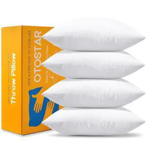 OTOSTAR Pack of 4 Throw Pillow Inserts, 18 x 18 Square Cushion Inner Soft Fluffy Plump Stuffer Cushion Pads White Decorative Pillow Inserts OTOSTAR Pack of 4 Throw Pillow Inserts, 18 x 18 Square Cushion Inner Soft Fluffy Plump Stuffer Cushion Pads White Decorative Pillow Inserts