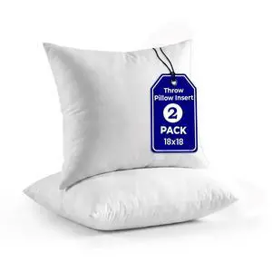 QUBA LINEN 18 x 18 Throw Pillow Insert - Pack of 2 White, Down Alternative Pillow Inserts for Decorative Pillow Covers, Throw Pillows for Bed, Couch Pillows for Living Room (Pack of 2) QUBA LINEN 18 x 18 Throw Pillow Insert - Pack of 2 White, Down Alternative Pillow Inserts for Decorative Pillow Covers, Throw Pillows for Bed, Couch Pillows for Living Room (Pack of 2)