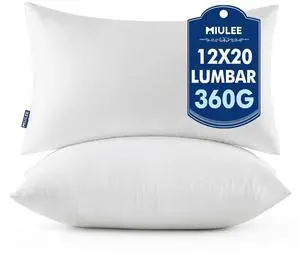 MIULEE Throw Pillows Inserts, Pack of 2 12x20 Inch 100% Virgin Fiber Filling Bed Couch Pillows MIULEE Throw Pillows Inserts, Pack of 2 12x20 Inch 100% Virgin Fiber Filling Bed Couch Pillows