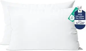 ROYALE LINENS 12x20 Pillow Insert - Down Alternative Throw Pillows Insert - Rectangle Pillow Pack of 2 White - Bed & Couch Pillows - Inner Cushion for Bed, Cushion for Living Room - Shams Stuffer ROYALE LINENS 12x20 Pillow Insert - Down Alternative Throw Pillows Insert - Rectangle Pillow Pack of 2 White - Bed & Couch Pillows - Inner Cushion for Bed, Cushion for Living Room - Shams Stuffer