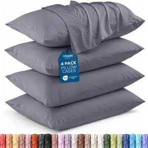 Utopia Bedding Queen Pillow Cases - 4 Pack - Envelope Closure - Soft Brushed Microfiber Fabric - Shrinkage and Fade Resistant Pillow Covers Queen Size 20 X 30 Inches (Queen, Grey) Utopia Bedding Queen Pillow Cases - 4 Pack - Envelope Closure - Soft Brushed Microfiber Fabric - Shrinkage and Fade Resistant Pillow Covers Queen Size 20 X 30 Inches (Queen, Grey)