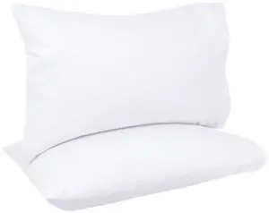Amazon Basics 400 Thread Count Cotton Pillowcases, Standard, 30" L x 20" W, White - Set of 2, Pillows Not Included Amazon Basics 400 Thread Count Cotton Pillowcases, Standard, 30" L x 20" W, White - Set of 2, Pillows Not Included