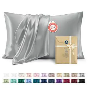 Bedsure Satin Pillowcase, Similar to Silk Pillow Cases Queen Size Set of 2, Cooling Pillow Case Covers with Envelope Closure, Room Decor Gifts for Women Men, Silver Grey, 20x30 Inches, 2pcs Bedsure Satin Pillowcase, Similar to Silk Pillow Cases Queen Size Set of 2, Cooling Pillow Case Covers with Envelope Closure, Room Decor Gifts for Women Men, Silver Grey, 20x30 Inches, 2pcs