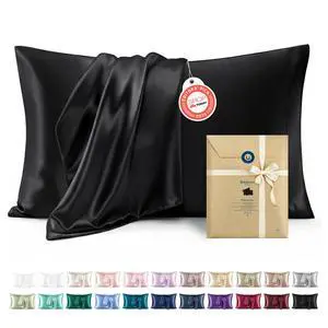 Bedsure Satin Pillowcase for Hair and Skin Queen - Black Silky Pillowcase 2 Pack with Envelope Closure, Similar to Silk Pillow Cases, Gifts for Women Men, 20x30 Inches, 2pcs Bedsure Satin Pillowcase for Hair and Skin Queen - Black Silky Pillowcase 2 Pack with Envelope Closure, Similar to Silk Pillow Cases, Gifts for Women Men, 20x30 Inches, 2pcs