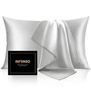 INFIIXSO Mulberry Silk Pillowcase for Hair and Skin, Silk Pillow Cases Standard Size with Hidden Zipper 20x26 Inches, Ultra Smooth and Soft Cooling Pillow Cases for Hot Sleepers(Light Grey, 1 Pack) INFIIXSO Mulberry Silk Pillowcase for Hair and Skin, Silk Pillow Cases Standard Size with Hidden Zipper 20x26 Inches, Ultra Smooth and Soft Cooling Pillow Cases for Hot Sleepers(Light Grey, 1 Pack)
