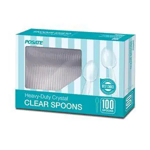 POSATE Heavyweight Plastic Spoons, Clear, 100 Count POSATE Heavyweight Plastic Spoons, Clear, 100 Count