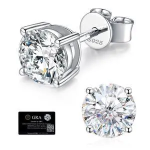 Moissanite Stud Earrings for Women, 925 Sterling Silver Earrings, 18K White Gold Plating earrings for Men (0.5ct*2) Moissanite Stud Earrings for Women, 925 Sterling Silver Earrings, 18K White Gold Plating earrings for Men (0.5ct*2)