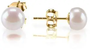 PAVOI 14K Yellow Gold Plated 925 Sterling Silver AAA Quality Freshwater Cultured Stud Pearl Earrings - 5.5mm PAVOI 14K Yellow Gold Plated 925 Sterling Silver AAA Quality Freshwater Cultured Stud Pearl Earrings - 5.5mm