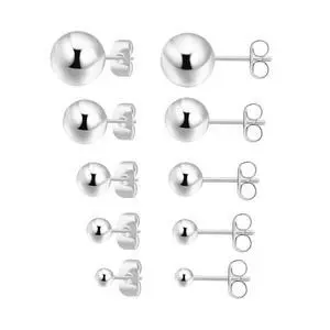Small Silver Stud Earrings for Women: Hypoallergenic Sterling Silver Round Ball Stud Earrings for Multiple Piercing 5 Pairs Cute Earrings Set 2mm 3mm 4mm 5mm 6mm Small Silver Stud Earrings for Women: Hypoallergenic Sterling Silver Round Ball Stud Earrings for Multiple Piercing 5 Pairs Cute Earrings Set 2mm 3mm 4mm 5mm 6mm