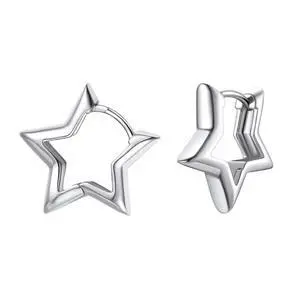 FindChic Star Earrings for Sensitive Ears, Platinum Plated Silver Star Hoop Earrings, Hypoallergenic Small Huggie Hoops with Sterling Silver Post, Lightweight Funky Cute Jewelry FindChic Star Earrings for Sensitive Ears, Platinum Plated Silver Star Hoop Earrings, Hypoallergenic Small Huggie Hoops with Sterling Silver Post, Lightweight Funky Cute Jewelry