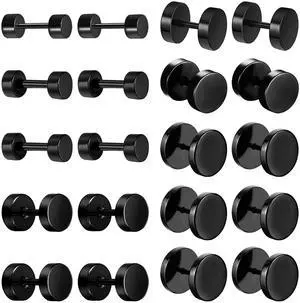 NEWITIN 10 Pairs Black Stud Earrings for Men Faux Gauges Earring Hypoallergenic Earring Ear Tunnel Stainless Steel Dot Earrings for Men Women, 18G Round Ear Studs 3mm-14mm NEWITIN 10 Pairs Black Stud Earrings for Men Faux Gauges Earring Hypoallergenic Earring Ear Tunnel Stainless Steel Dot Earrings for Men Women, 18G Round Ear Studs 3mm-14mm