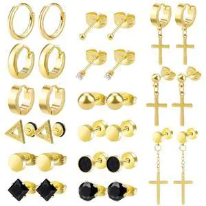 ONESING 15 Pairs Earrings for Men Black Stud Earrings Mens Earrings Stainless Steel Earrings for Men Women Jewelry Piercing Men Earrings Set ONESING 15 Pairs Earrings for Men Black Stud Earrings Mens Earrings Stainless Steel Earrings for Men Women Jewelry Piercing Men Earrings Set