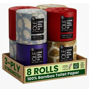 QLE Bamboo Toilet Paper, 8 Pack, 3-Ply, 300 Sheets Per Roll, Organic, Chemical-Free, Hypoallergenic, Bamboo, Compostable, Septic Safe, FSC Certified QLE Bamboo Toilet Paper, 8 Pack, 3-Ply, 300 Sheets Per Roll, Organic, Chemical-Free, Hypoallergenic, Bamboo, Compostable, Septic Safe, FSC Certified