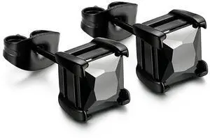 Jstyle Stainless Steel Black Stud Earrings for Men Women 20G Cubic Zirconia Black Earrings Studs for Sensitive Ears Hypoallergenic CZ Surgical Steel Earrings Pierced 8mm Jstyle Stainless Steel Black Stud Earrings for Men Women 20G Cubic Zirconia Black Earrings Studs for Sensitive Ears Hypoallergenic CZ Surgical Steel Earrings Pierced 8mm