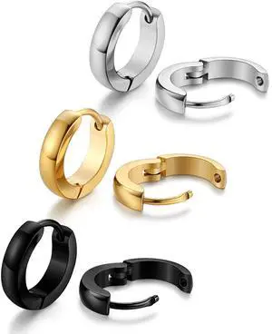 Jstyle Hypoallergenic Small Hoop Earrings for Men Women 316L Surgical Stainless Steel Gold/Black/Silver Hoop Earrings for Sensitive Ears Mens Hoop Huggie Earrings Ear Piercing Jewelry Set 12mm Jstyle Hypoallergenic Small Hoop Earrings for Men Women 316L Surgical Stainless Steel Gold/Black/Silver Hoop Earrings for Sensitive Ears Mens Hoop Huggie Earrings Ear Piercing Jewelry Set 12mm