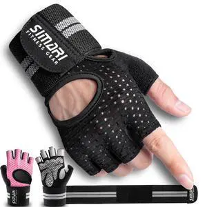 SIMARI Breathable Workout Gloves for Men Women, Padded Weight Lifting Gloves with Wrist Wraps Support, Full Palm Protection, Grip for Gym Training, Fitness, Weightlifting, Exercise Fingerless Black SIMARI Breathable Workout Gloves for Men Women, Padded Weight Lifting Gloves with Wrist Wraps Support, Full Palm Protection, Grip for Gym Training, Fitness, Weightlifting, Exercise Fingerless Black