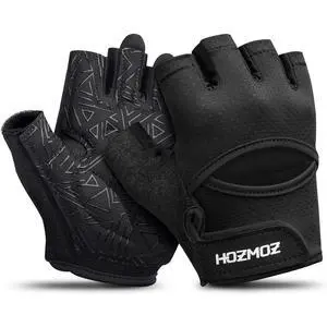 HOZMOZ Ventilated Weight Lifting Gloves, Thick Padded Workout Gym Gloves with Full Palm Protection & Grip & Shock Absorption for Women & Men's Fitness Exercise Training HOZMOZ Ventilated Weight Lifting Gloves, Thick Padded Workout Gym Gloves with Full Palm Protection & Grip & Shock Absorption for Women & Men's Fitness Exercise Training