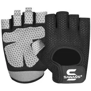 SAWANS Workout Gloves for Men and Women Weight Lifting Gloves Gym Fitness Exercise Cycling Pull ups Microfiber Lightweight Breathable Non-Slip Silicone Padded Palm Grip (Black, Large) SAWANS Workout Gloves for Men and Women Weight Lifting Gloves Gym Fitness Exercise Cycling Pull ups Microfiber Lightweight Breathable Non-Slip Silicone Padded Palm Grip (Black, Large)