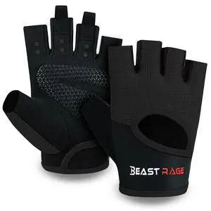 BEAST RAGE Workout Gloves for Men Gym Gloves for Weightlifting Women Fingerless with Palm Protection Padding, Breathable and Lightweight Weight Lifting Glove Cycling Pull Up (Black, M) BEAST RAGE Workout Gloves for Men Gym Gloves for Weightlifting Women Fingerless with Palm Protection Padding, Breathable and Lightweight Weight Lifting Glove Cycling Pull Up (Black, M)