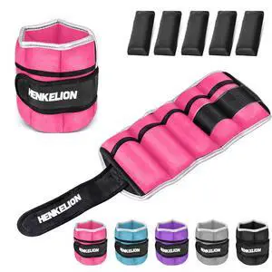 Henkelion Adjustable Wrist/Ankle Weights 1 Pair 6 Lbs For Women Men Kids, Strength Training Set For Gym, Fitness Workout, Running, Lifting Exercise Leg - each 3 Lbs Pink Henkelion Adjustable Wrist/Ankle Weights 1 Pair 6 Lbs For Women Men Kids, Strength Training Set For Gym, Fitness Workout, Running, Lifting Exercise Leg - each 3 Lbs Pink