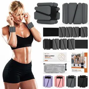 Wrist Weights, Ankle Weights for Women Men, Adjustable Wrist Weighted Bracelet for Home Gym Workout, Running, Yoga, Exercise, Strength Training, Set of 2 (1LB Each)-Grey Wrist Weights, Ankle Weights for Women Men, Adjustable Wrist Weighted Bracelet for Home Gym Workout, Running, Yoga, Exercise, Strength Training, Set of 2 (1LB Each)-Grey