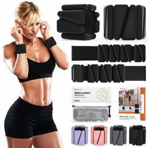 Wrist Weights, Ankle Weights for Women Men, Adjustable Wrist Weighted Bracelet for Home Gym Workout, Running, Yoga, Exercise, Strength Training, Set of 2 (1LB Each)-Black Wrist Weights, Ankle Weights for Women Men, Adjustable Wrist Weighted Bracelet for Home Gym Workout, Running, Yoga, Exercise, Strength Training, Set of 2 (1LB Each)-Black