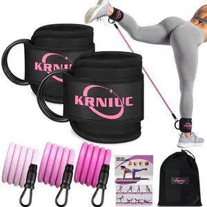 KRNIUC Ankle Resistance Bands with Cuffs, Resistance Bands for Working Out, Home Gym Workout Equipment for Women, Pilates Exercise, Hip, Leg, Glute Ankle Weights Training- Exercise Guides Included KRNIUC Ankle Resistance Bands with Cuffs, Resistance Bands for Working Out, Home Gym Workout Equipment for Women, Pilates Exercise, Hip, Leg, Glute Ankle Weights Training- Exercise Guides Included