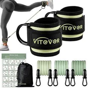 VITEVER Ankle Resistance Bands with Cuffs for Women, Leg Glute and Booty Workout Equipment for Home Gym, Pilates Equipment, Ankle Weights with Green Resistance Bands for Kickbacks Hip Fitness Training VITEVER Ankle Resistance Bands with Cuffs for Women, Leg Glute and Booty Workout Equipment for Home Gym, Pilates Equipment, Ankle Weights with Green Resistance Bands for Kickbacks Hip Fitness Training