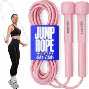 SPORTBIT Adjustable Jump Rope for Fitness and Exercise Skipping Rope for Cardio, Boxing, and Weight Loss Speed Rope perfect for Men & Women Pink SPORTBIT Adjustable Jump Rope for Fitness and Exercise Skipping Rope for Cardio, Boxing, and Weight Loss Speed Rope perfect for Men & Women Pink