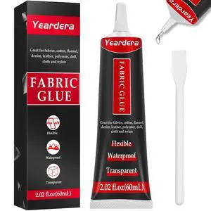 Yeardera Fabric Glue, Permanent, Clear, Washable Adhesive for Clothing, Patches, Leather, Cotton, Denim, Polyester, Flannel, and All Fabrics Yeardera Fabric Glue, Permanent, Clear, Washable Adhesive for Clothing, Patches, Leather, Cotton, Denim, Polyester, Flannel, and All Fabrics