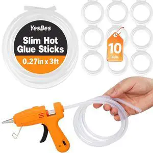 10 Pack Long Mini Hot Glue Stick Rolls, 3 FT Long x 0.27" Diameter Glue Sticks for Glue Gun, Perfect Fit for Mini Glue Guns, Widely in Wood, Metal, Glass, Plastic, Floral, Fabric, and More 10 Pack Long Mini Hot Glue Stick Rolls, 3 FT Long x 0.27" Diameter Glue Sticks for Glue Gun, Perfect Fit for Mini Glue Guns, Widely in Wood, Metal, Glass, Plastic, Floral, Fabric, and More