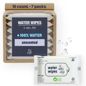 Water Wipes, Unscented Baby Wipes made of 100% Water and Plant-Based Tissue for Sensitive Skin, Travel Size Packages of 10 Wipes - 7 Packs included (70 in Total) - 40 Weeks After Water Wipes, Unscented Baby Wipes made of 100% Water and Plant-Based Tissue for Sensitive Skin, Travel Size Packages of 10 Wipes - 7 Packs included (70 in Total) - 40 Weeks After