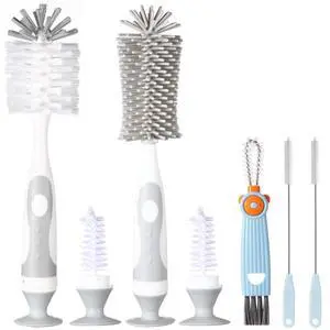 Ariseno 5-in-1 Baby Bottle Cleaner Set, Including Nylon & Silicone Bottle Brush, Cap, Straw & Nipple Brushes, BPA-Free (Grey) Ariseno 5-in-1 Baby Bottle Cleaner Set, Including Nylon & Silicone Bottle Brush, Cap, Straw & Nipple Brushes, BPA-Free (Grey)