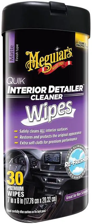 Meguiar's Quik Interior Detailer Wipes - This Non-Greasy Formula Cleans and Protects All Interior Surfaces - All Surface Car Wipes with UV Protection,Car Interior Cleaning, 30 Count Meguiar's Quik Interior Detailer Wipes - This Non-Greasy Formula Cleans and Protects All Interior Surfaces - All Surface Car Wipes with UV Protection,Car Interior Cleaning, 30 Count