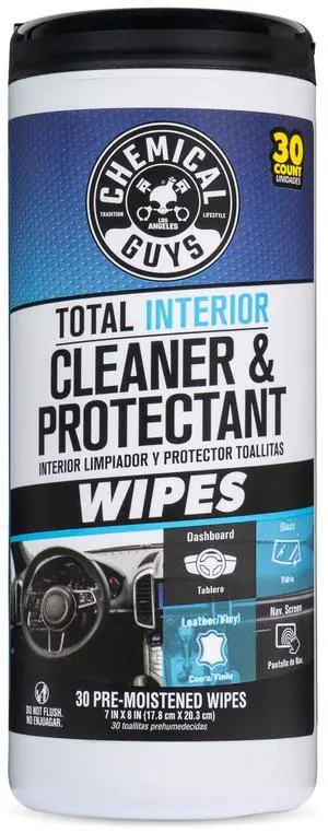 Chemical Guys Total Interior Cleaner & Protectant Canister Wipes, Great for Cars, Trucks, SUVs, RVs, & More (30 Ct) - PMWCSPI22030 Chemical Guys Total Interior Cleaner & Protectant Canister Wipes, Great for Cars, Trucks, SUVs, RVs, & More (30 Ct) - PMWCSPI22030