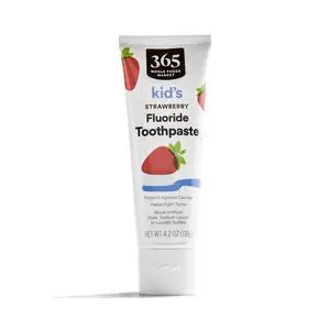 365 by Whole Foods Market, Kid's Strawberry Fluoride Toothpaste, 4.2 Ounce 365 by Whole Foods Market, Kid's Strawberry Fluoride Toothpaste, 4.2 Ounce