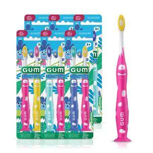 GUM Monsterz Jr Kids Toothbrush, Soft Bristles with Suction Cup Base, Ages 5+, 2 Count (Pack of 6) GUM Monsterz Jr Kids Toothbrush, Soft Bristles with Suction Cup Base, Ages 5+, 2 Count (Pack of 6)