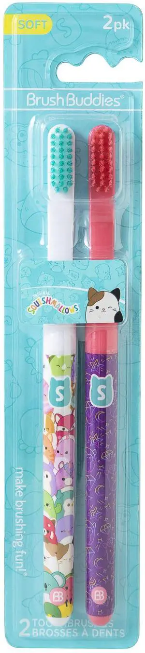 Brush Buddies Squishmallows Assorted Manual Toothbrushes, Soft Toothbrushes, Toothbrushes for Kids and Adults, 2PK Brush Buddies Squishmallows Assorted Manual Toothbrushes, Soft Toothbrushes, Toothbrushes for Kids and Adults, 2PK