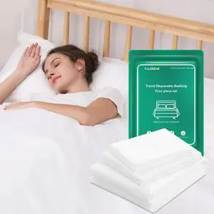 4 PCS Disposable Bed Sheet Queen Size, Travel Sheet for Hotel, Disposable Sheet for Travel Bedding Cover Portable Sheet with 1 Quilt Cover, 1 Sheet and 2 Pillowcase for Travel Business Trip Spa Hotel 4 PCS Disposable Bed Sheet Queen Size, Travel Sheet for Hotel, Disposable Sheet for Travel Bedding Cover Portable Sheet with 1 Quilt Cover, 1 Sheet and 2 Pillowcase for Travel Business Trip Spa Hotel