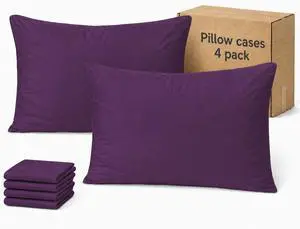 ZPECC Pillow Cases Standard Size Set of 4, 20x26 Envelope Closure Pillowcases, Soft Plain Brushed Microfiber Covers Hypoallergenic Breathable, Dark Purple ZPECC Pillow Cases Standard Size Set of 4, 20x26 Envelope Closure Pillowcases, Soft Plain Brushed Microfiber Covers Hypoallergenic Breathable, Dark Purple