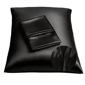 BLISSFORD Black Satin Pillowcase with Zipper for Hair and Skin Care, Feels Soft and Cool Like a Silk Pillowcase, Satin Pillow Cases 2 Pack, Slik Pillow Cover, Standard Size, Set of 2 BLISSFORD Black Satin Pillowcase with Zipper for Hair and Skin Care, Feels Soft and Cool Like a Silk Pillowcase, Satin Pillow Cases 2 Pack, Slik Pillow Cover, Standard Size, Set of 2