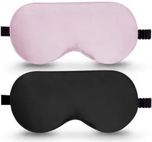 BeeVines 100% Real Mulberry Silk 2 Pack Sleep Mask, Natural Pure Silk Eye Masks with Adjustable Strap for Sleeping, Block Light Eye Sleep Shade Cover, Reduces Puffy Eyes Traveling Gifts BeeVines 100% Real Mulberry Silk 2 Pack Sleep Mask, Natural Pure Silk Eye Masks with Adjustable Strap for Sleeping, Block Light Eye Sleep Shade Cover, Reduces Puffy Eyes Traveling Gifts