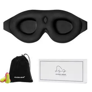 ALASKA BEAR Sleep Mask Memory Foam Contoured Eye Cups for Women and Men, Soft 3D Blackout Eye Mask for Sleeping No Pressure on Eyelids and Eyelashes Protection, Earplugs Set, Black ALASKA BEAR Sleep Mask Memory Foam Contoured Eye Cups for Women and Men, Soft 3D Blackout Eye Mask for Sleeping No Pressure on Eyelids and Eyelashes Protection, Earplugs Set, Black