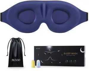 MZOO Luxury Sleep Eye Mask for Side Sleeper Men Women, Zero Eye Pressure 3D Sleeping Mask, Light Blocking Patented Design Night Blindfold, Soft Eye Shade Cover for Travel, Blue MZOO Luxury Sleep Eye Mask for Side Sleeper Men Women, Zero Eye Pressure 3D Sleeping Mask, Light Blocking Patented Design Night Blindfold, Soft Eye Shade Cover for Travel, Blue