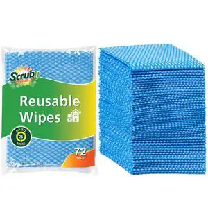 SCRUBIT Reusable Cleaning Wipes, Handy Wipes for Kitchen and Office - Dish Cloths for Washing Dishes - Multi Purpose Disposable Cleaning Towels (12 x 20 in) 72 Pack (Blue) SCRUBIT Reusable Cleaning Wipes, Handy Wipes for Kitchen and Office - Dish Cloths for Washing Dishes - Multi Purpose Disposable Cleaning Towels (12 x 20 in) 72 Pack (Blue)