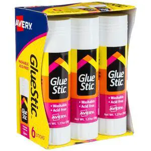 Avery Glue Stic - Washable, Glue Sticks for Classroom, Crafting, and Office Use, 1.27 oz., Pack of 6, White (98073) Avery Glue Stic - Washable, Glue Sticks for Classroom, Crafting, and Office Use, 1.27 oz., Pack of 6, White (98073)