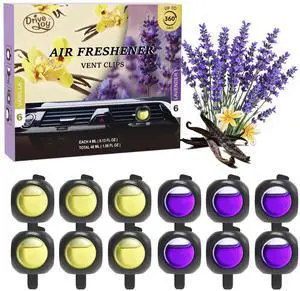 Car Air Freshener Vent Clips, 12 Pack, 6 Vanilla, 6 Lavender, Provides Long-Lasting Scent, Up to 360 Days, Car Fresheners Car Air Freshener Vent Clips, 12 Pack, 6 Vanilla, 6 Lavender, Provides Long-Lasting Scent, Up to 360 Days, Car Fresheners