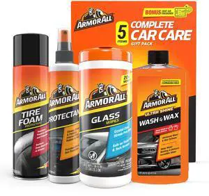 Armor All Car Cleaning Kit, Glass Wipes, Protectant, Wash & Wax, Tire Foam Armor All Car Cleaning Kit, Glass Wipes, Protectant, Wash & Wax, Tire Foam