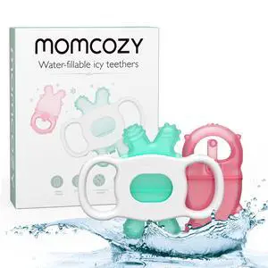 Momcozy Baby Teether Toys | Food Grade Silicone Teething Relief 0-6 Months | Toy 6-12 Months | Baby Essential | Green and Pink Momcozy Baby Teether Toys | Food Grade Silicone Teething Relief 0-6 Months | Toy 6-12 Months | Baby Essential | Green and Pink